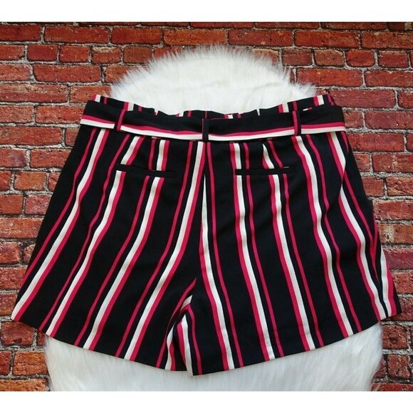 Torrid Women's Paperbag Shorts Waist Tie Belted Stripes Pink Multicolor Plus 18 - Picture 5 of 12